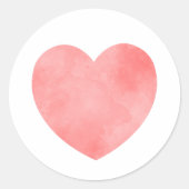 ピンクの水色ハート、甘いロマンチックなデザイン ラウンドシール (正面)