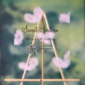 ピンクの水色ハートQRSweet sixteen誕生日 アクリルサイン (ニュートラル)