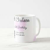 ピンクの水色ハートQRSweet sixteen誕生日 コーヒーマグカップ (正面右)