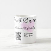 ピンクの水色ハートQRSweet sixteen誕生日 コーヒーマグカップ (中央)
