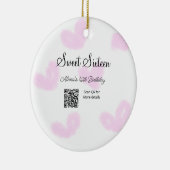 ピンクの水色ハートQRSweet sixteen誕生日 セラミックオーナメント (右)
