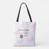 ピンクの水色ハートQRSweet sixteen誕生日 トートバッグ (裏面)