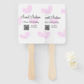 ピンクの水色ハートQRSweet sixteen誕生日 ハンドファン (正面&裏面)