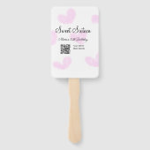 ピンクの水色ハートQRSweet sixteen誕生日 ハンドファン (裏面)