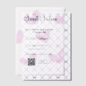 ピンクの水色ハートQRSweet sixteen誕生日 ベラム紙招待状 (オフセット (招待状))