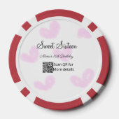 ピンクの水色ハートQRSweet sixteen誕生日 ポーカーチップ (裏面)