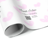 ピンクの水色ハートQRSweet sixteen誕生日 ラッピングペーパー (ロールコーナー)