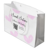 ピンクの水色ハートQRSweet sixteen誕生日 ラージペーパーバッグ (裏面アングル)