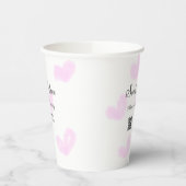 ピンクの水色ハートQRSweet sixteen誕生日 紙コップ (左)