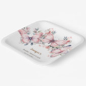 ピンクの水色バタフライガールベビーシャワー ペーパープレート (傾斜あり)