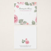 ピンクの水色バラ背景イヤリングカード (正面&裏面)