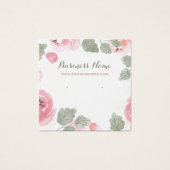 ピンクの水色バラ背景イヤリングカード (正面)