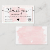 ピンクの水色バラ金ゴールドフォイル感謝してい注文あなた 名刺 (正面/裏面)