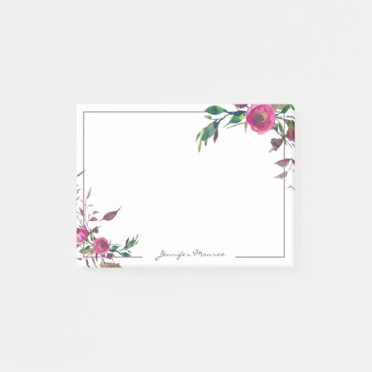 ピンクの水色バラ パーソナライズされた ポストイット (正面)