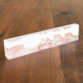 ピンクの水色パーソナライズされた デスクネームプレート (側面)