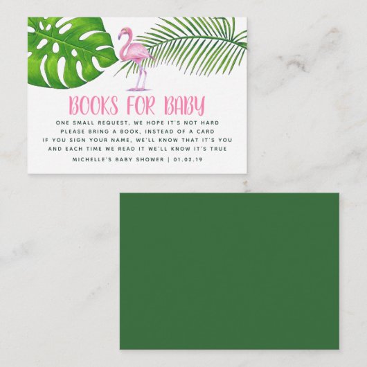 ピンクの水色フラミンゴ赤ちゃんシャワー予約リクエスト エンクロージャーカード (正面/裏面)