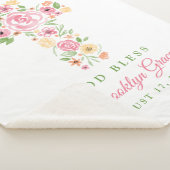 ピンクの水色フラワークロスバプテスマ/《キリスト教》洗礼式や命名式 シェルパブランケット (3/4)