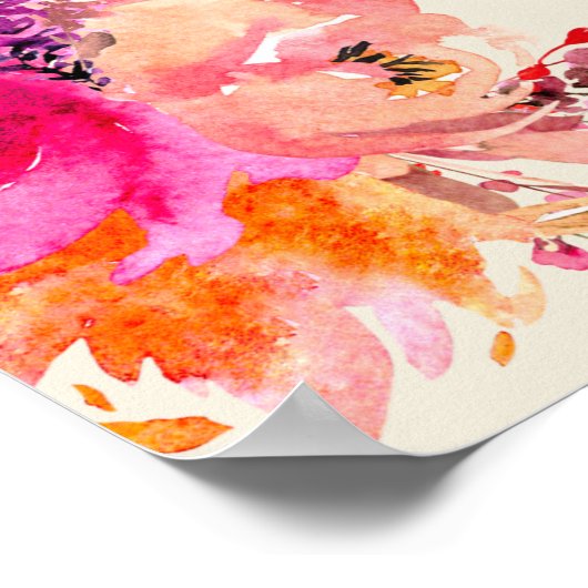 ピンクの水色フローラエレガントなウェディングポ救スター ポスター (角)