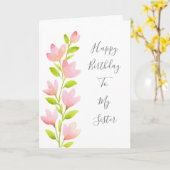 ピンクの水色フローラステム カード (黄色い花)