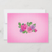 ピンクの水色フローラバプテスマ写真ありがとう サンキューカード (裏面)