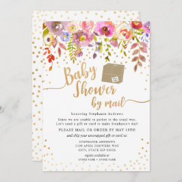 ピンクの水色フローラベビーシャワーby mail 招待状