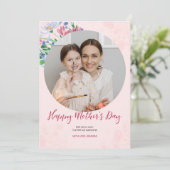 ピンクの水色フローラ母の日の写真カード シーズンカード (スタンド正面)