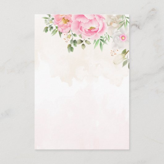 ピンクの水色フローラ牡丹結婚幾何 出欠カード (裏面)