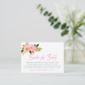 ピンクの水色フローラ赤ちゃんシャワー予約リクエスト エンクロージャーカード (スタンド正面)