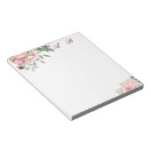 ピンクの水色フローラ ノートパッド (アングル)