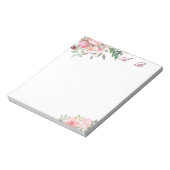 ピンクの水色フローラ ノートパッド (回転)