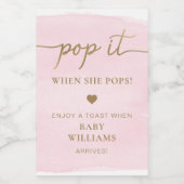 ピンクの水色ベビーシャワーの好意ボトルラベル ワインラベル (シングルラベル)