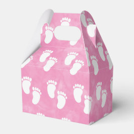 ピンクの水色ベビーシャワー足跡パターン フェイバーボックス