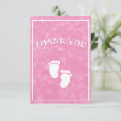 ピンクの水色ベビーシャワー長方形テンプレート サンキューカード (スタンド正面)