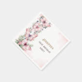 ピンクの水色リトルバタフライガール1st誕生日 スタンダードカクテルナプキン (角)