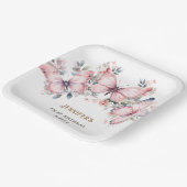 ピンクの水色リトルバタフライガール1st誕生日 ペーパープレート (傾斜あり)