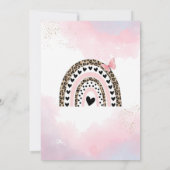 ピンクの水色レインボーバタフライガールベビーシャワー 招待状 (裏面)