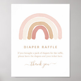 ピンクの水色レインボーベビーシャワーオムツラッフル ポスター