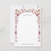 ピンクの水色ワイルドフラワーサンキューカード – ほこりっぽい サンキューカード (正面)