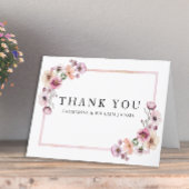 ピンクの水色ワイルドフラワーサンキューカード – ほこりっぽい サンキューカード