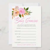 ピンクの水色ワイルドフラワーベビー予測ゲーム 招待状 (正面)