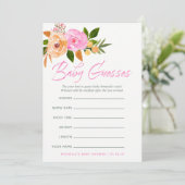 ピンクの水色ワイルドフラワーベビー予測ゲーム 招待状 (スタンド正面)