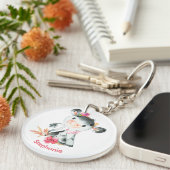 ピンクの水色小牛 キーホルダー (正面右)