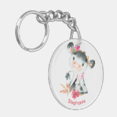 ピンクの水色小牛 キーホルダー (正面左)