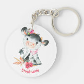 ピンクの水色小牛 キーホルダー (裏面)