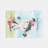 ピンクの水色小牛 フリースブランケット (正面(横))