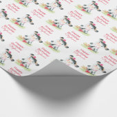 ピンクの水色小牛 ラッピングペーパー (角)