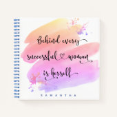 ピンクの水色成功した女性スクリプト広場 ノートブック (正面)
