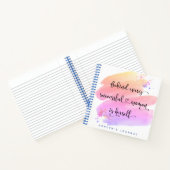 ピンクの水色成功した女性スクリプト感謝 ノートブック (内部)