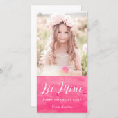 ピンクの水色洗濯バレンタインデーの写真カード シーズンカード (正面/裏面)