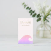 ピンクの水色海波の名刺 名刺 (スタンド正面)